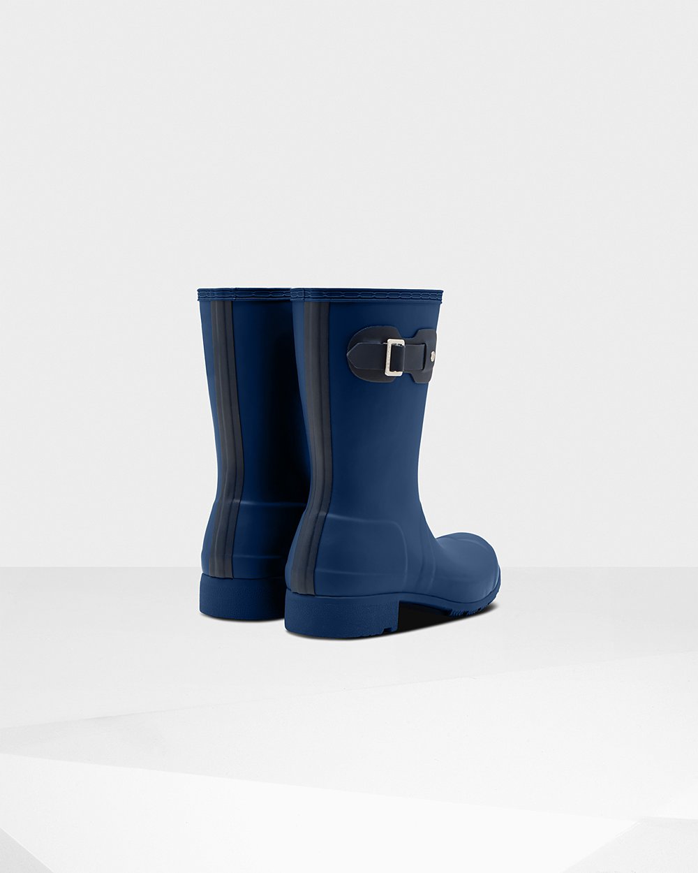 Womens Short Rain Boots - Hunter Original Tour Foldable (09NGZOFTC) - Navy